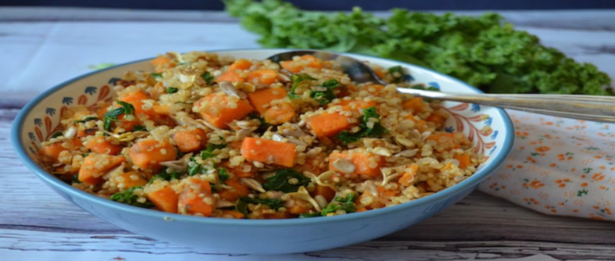 Quinoa salade met zoete aardappel