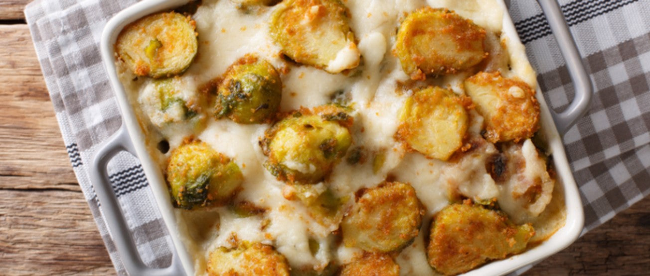 Spruitjes ovenschotel met aardappelschijfjes