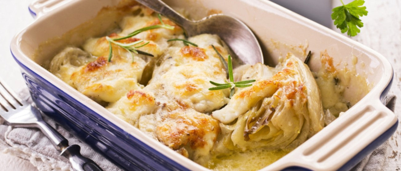 Witlof schotel met aardappelpuree uit de oven