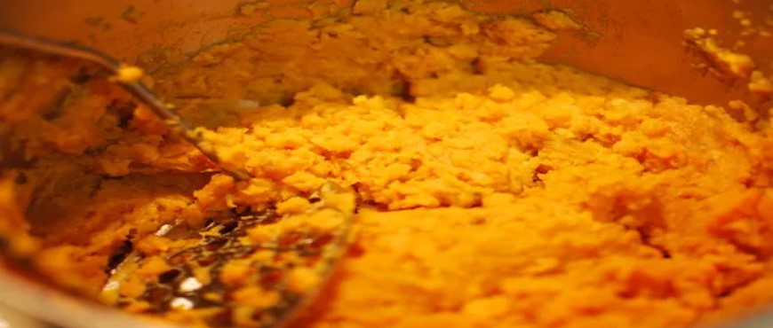 Zoete aardappel stamppot met spinazie
